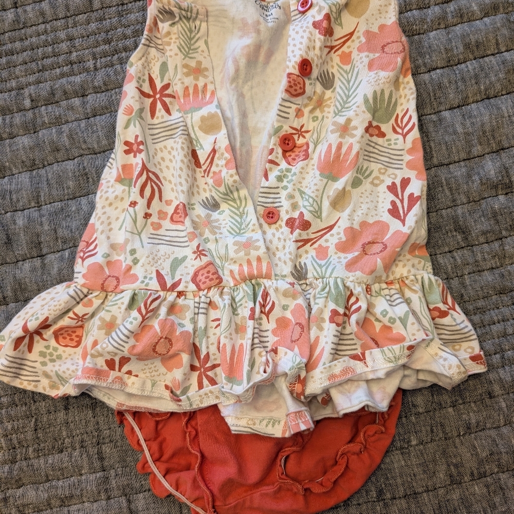 Baby Essentials Floral Ruffle Onesie - Pink and Green